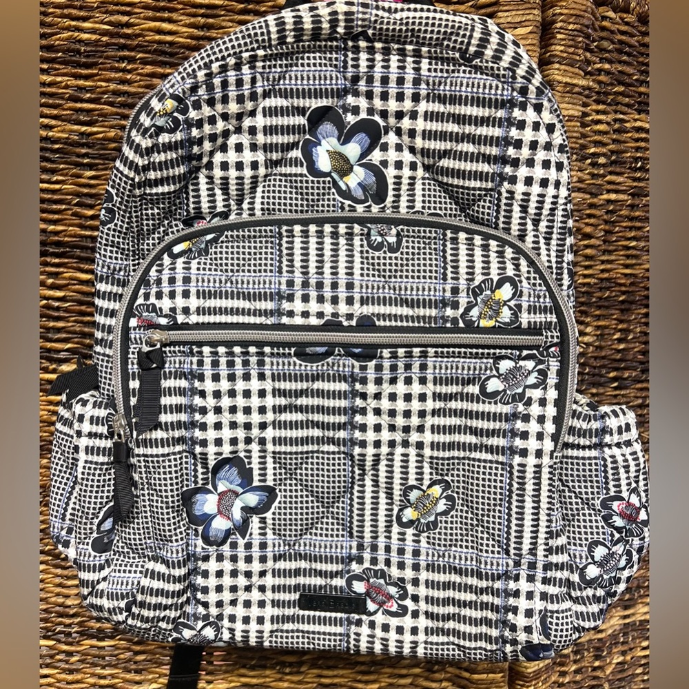 Vera Bradley Black and White Floral‎ Backpack, some discoloration